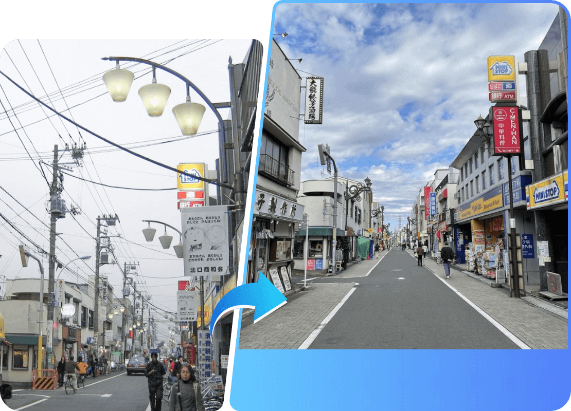 無電柱化が実施された街並み